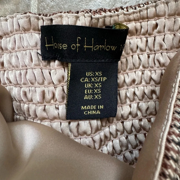 House Of Harlow 1960 spaghetti strap plaid bralette sequins brown XS - Picture 7 of 9
